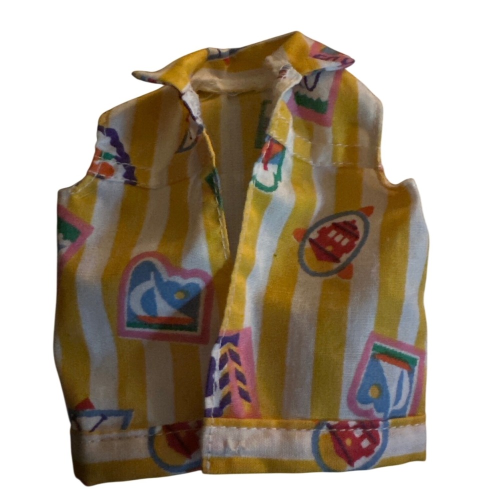 Vintage 1987 Barbie California Dream Ken Doll Vest Striped Beach Graphic Mattel